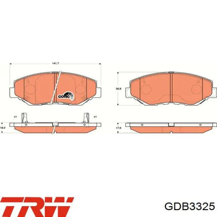 GDB3325 TRW колодки тормозные передние дисковые