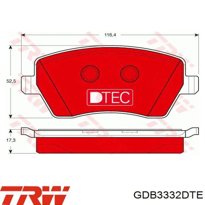 Купить GDB3332DTE TRW Колодки тормозные