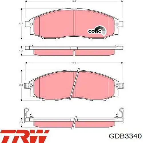 Передние тормозные колодки GDB3340 TRW