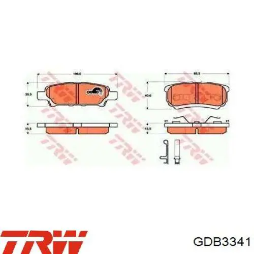 Купить GDB3341 TRW Колодки тормозные задние, дисковые
