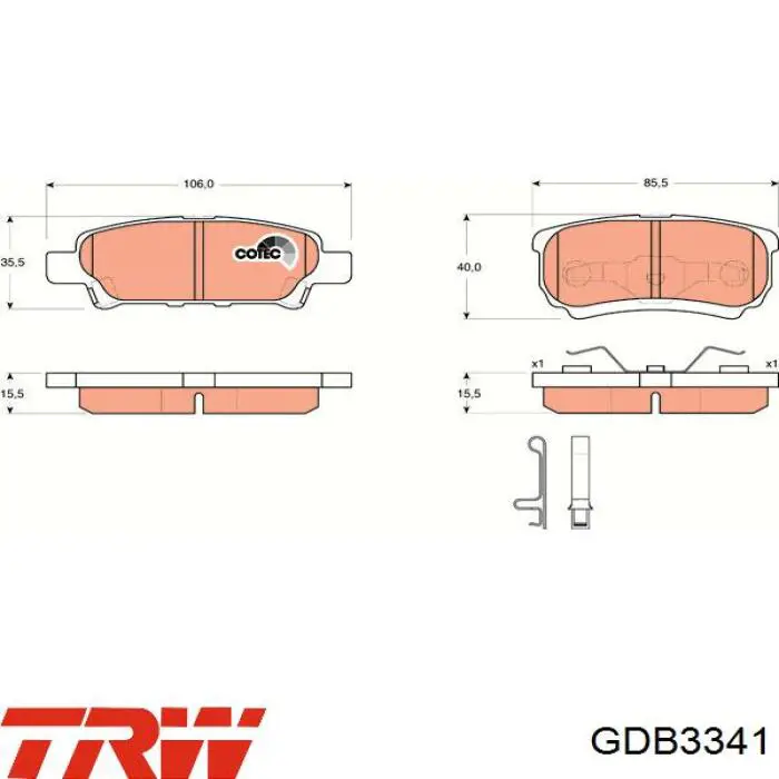 Задние дисковые колодки TRW GDB3341
