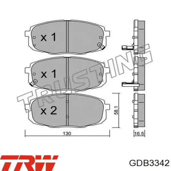 GDB3342 TRW колодки тормозные передние дисковые