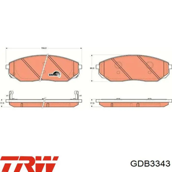 Купить GDB3343 TRW Колодки тормозные