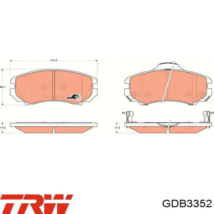 Колодки гальмівні передні, дискові GDB3352 TRW