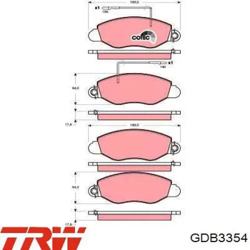 Передние тормозные колодки GDB3354 TRW