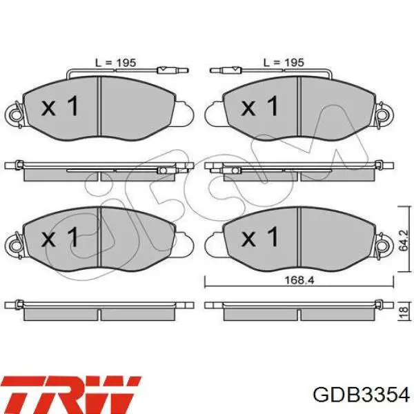 Колодки TRW GDB3354 цена, от 34.53 USD