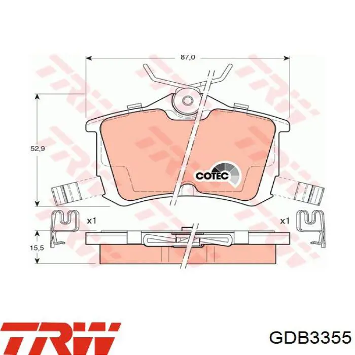 Передние тормозные колодки GDB3355 TRW