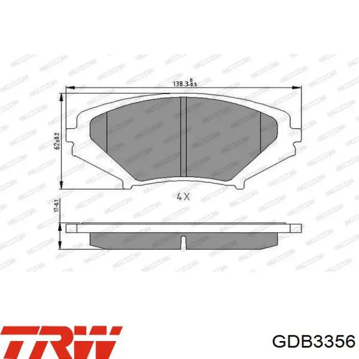 Купить GDB3356 TRW Колодки тормозные