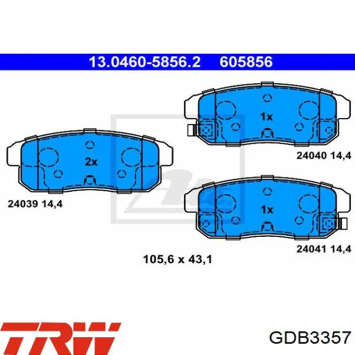 Колодки дисковые  TRW GDB3357 цена, от 24.10 USD