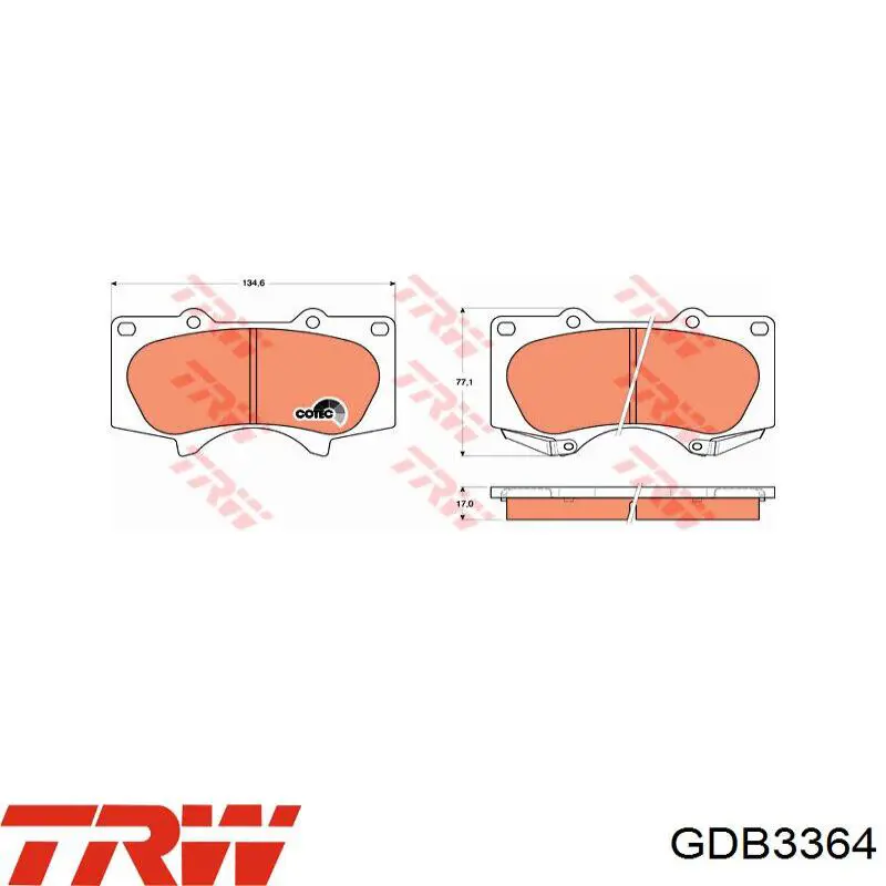 Купить GDB3364 TRW Колодки тормозные