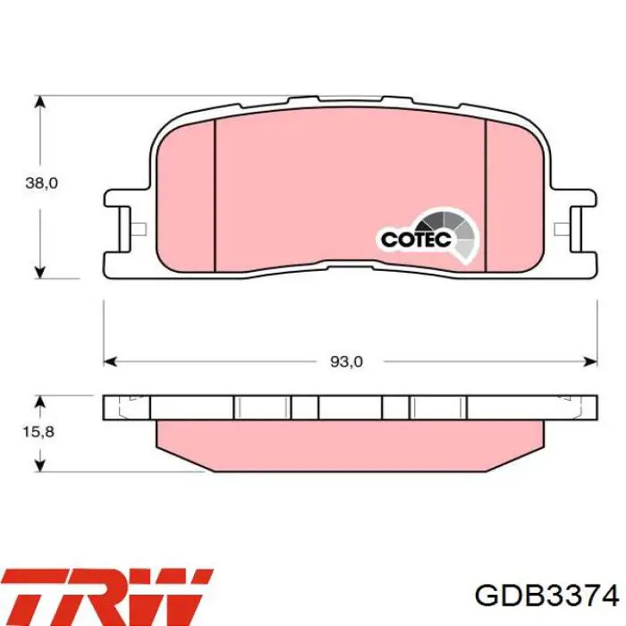 Задние тормозные колодки GDB3374 TRW