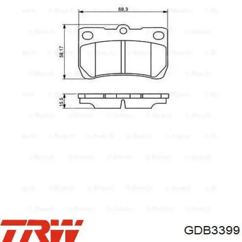 Задние тормозные колодки GDB3399 TRW