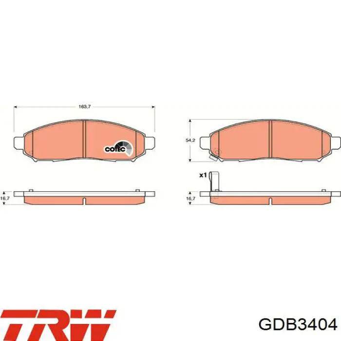 Колодки гальмівні передні, дискові GDB3404 TRW