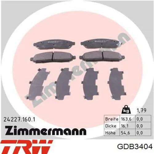 Передние тормозные колодки GDB3404 TRW