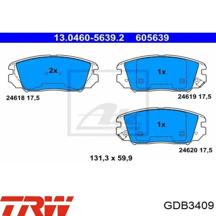 Передние тормозные колодки GDB3409 TRW