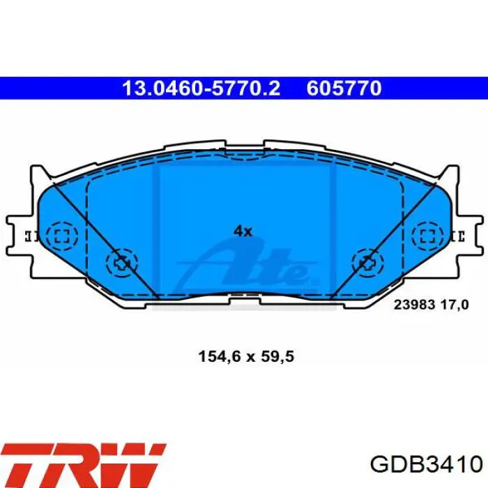 Купить GDB3410 TRW Колодки тормозные