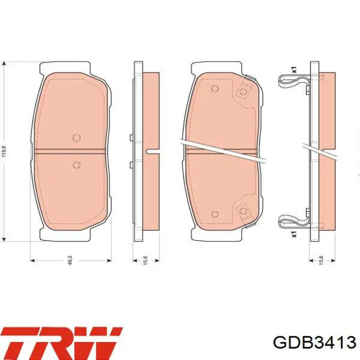 Задние тормозные колодки GDB3413 TRW