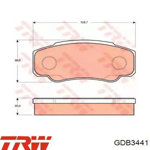 Задние тормозные колодки GDB3441 TRW