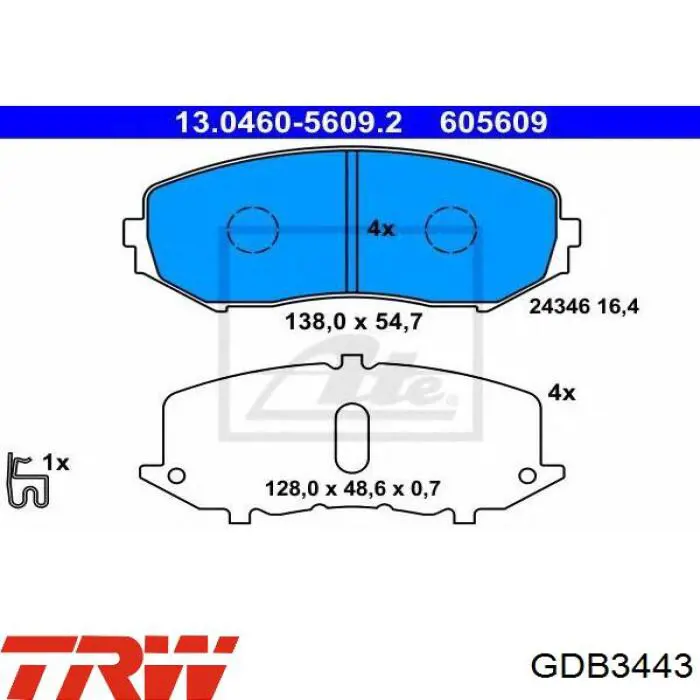 Передние тормозные колодки GDB3443 TRW