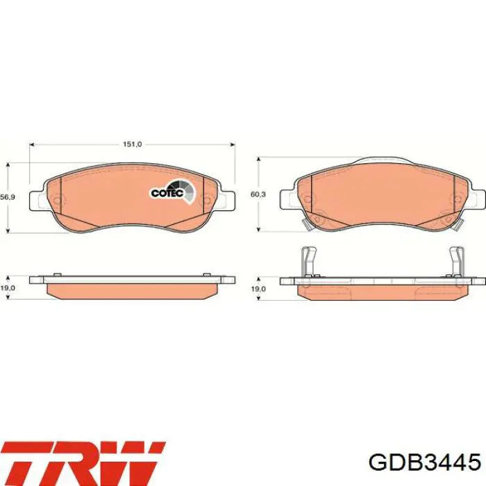 Купить GDB3445 TRW Колодки тормозные