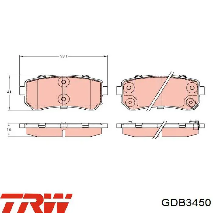 Передние тормозные колодки GDB3450 TRW