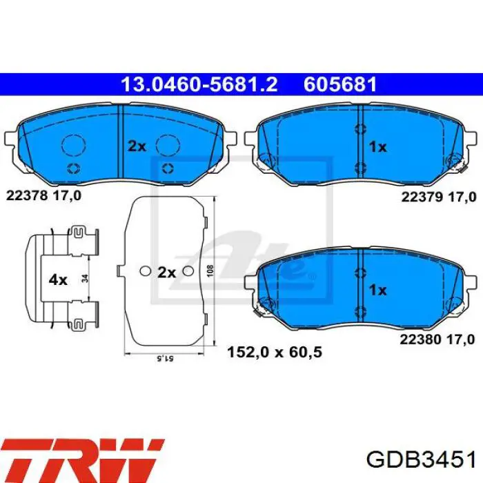 GDB3451 TRW Колодки тормозные дисковые комплект