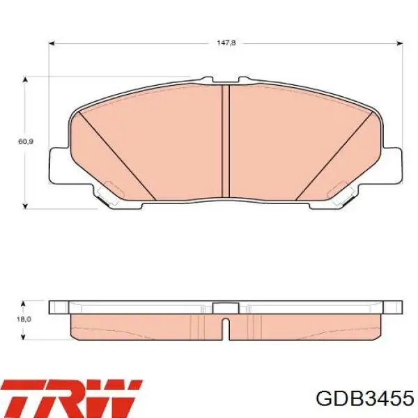 Передние тормозные колодки GDB3455 TRW