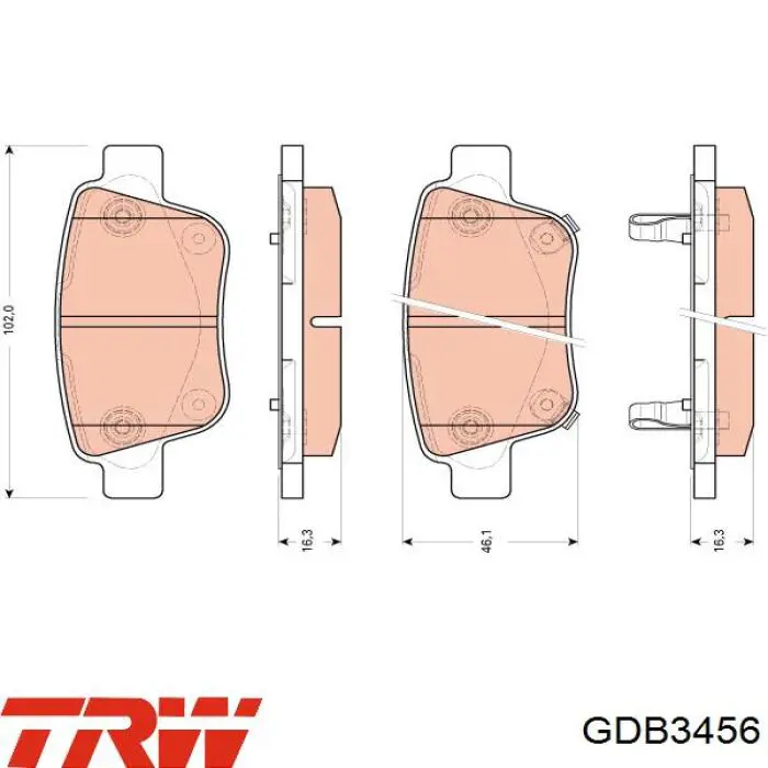 Задние тормозные колодки GDB3456 TRW