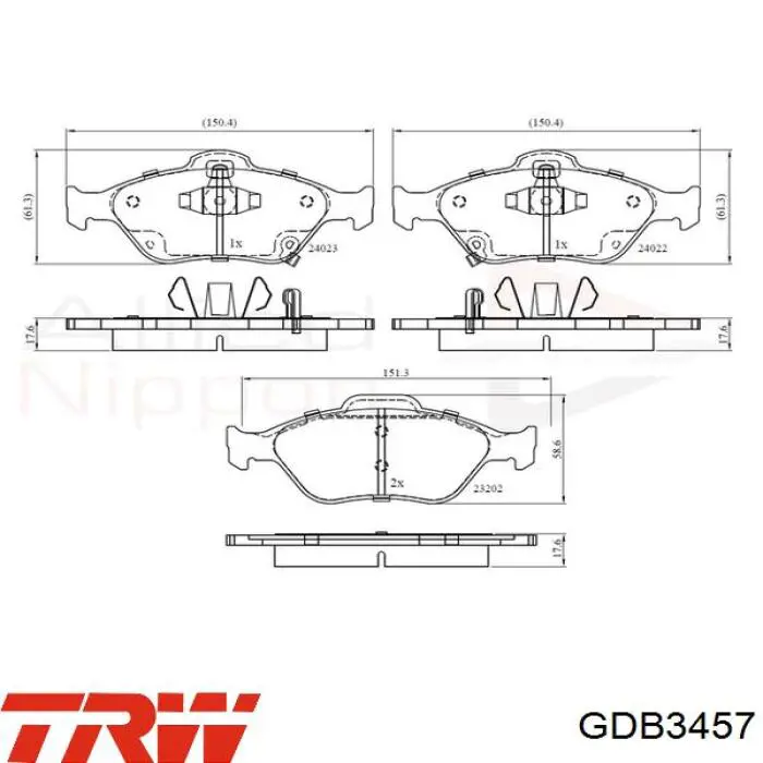 GDB3457 TRW Колодки передние