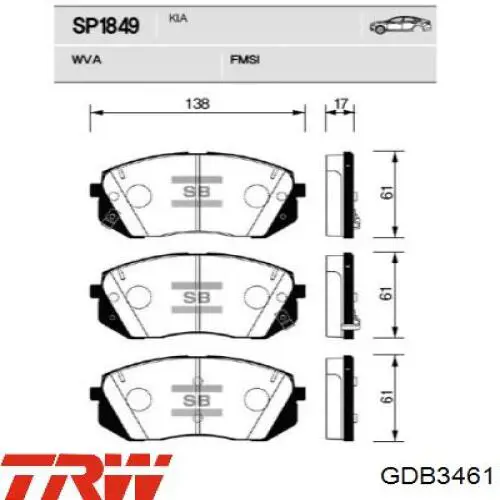 GDB3461 TRW Колодки передние