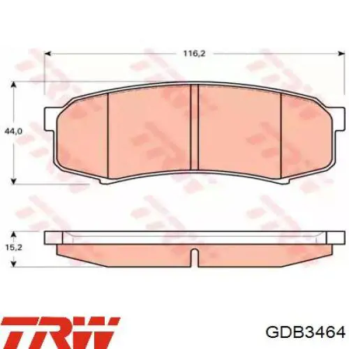 Колодки гальмові задні, дискові GDB3464 TRW