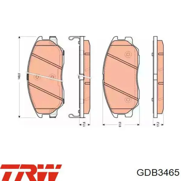 GDB3465 TRW колодки тормозные передние дисковые
