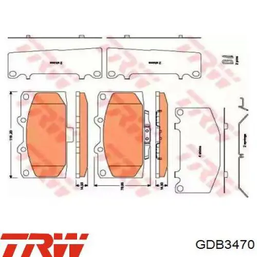 Передние тормозные колодки GDB3470 TRW