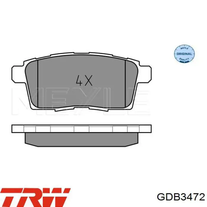 Задние тормозные колодки GDB3472 TRW