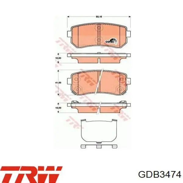 Колодки дисковые  TRW GDB3474 цена, от 22.15 USD