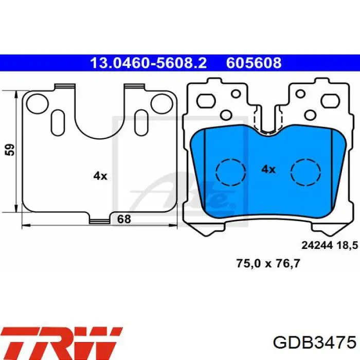 Купить GDB3475 TRW Колодки тормозные задние, дисковые