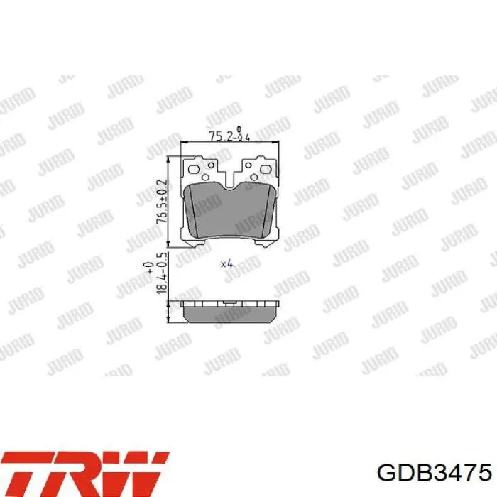 Колодки дисковые  TRW GDB3475 цена, от 32.81 USD