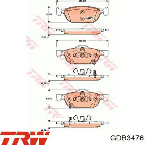 Передние тормозные колодки GDB3476 TRW