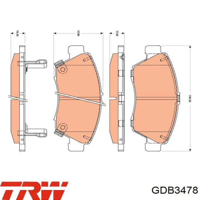 Передние тормозные колодки GDB3478 TRW