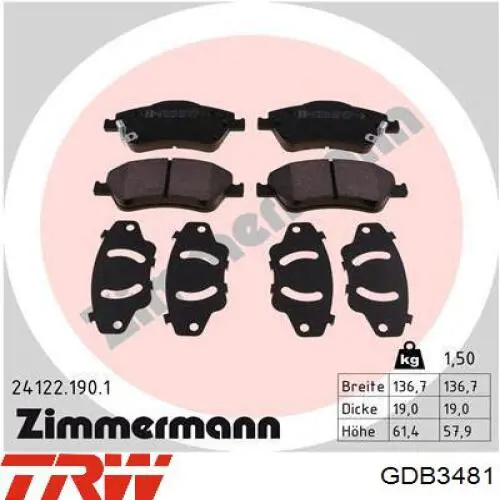 Колодки TRW GDB3481 цена, от 28.97 USD
