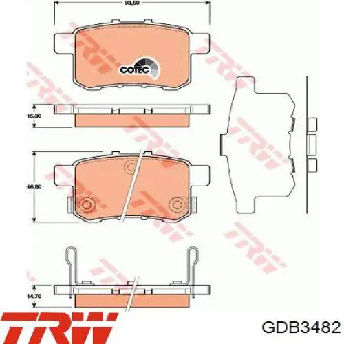 Задние тормозные колодки GDB3482 TRW
