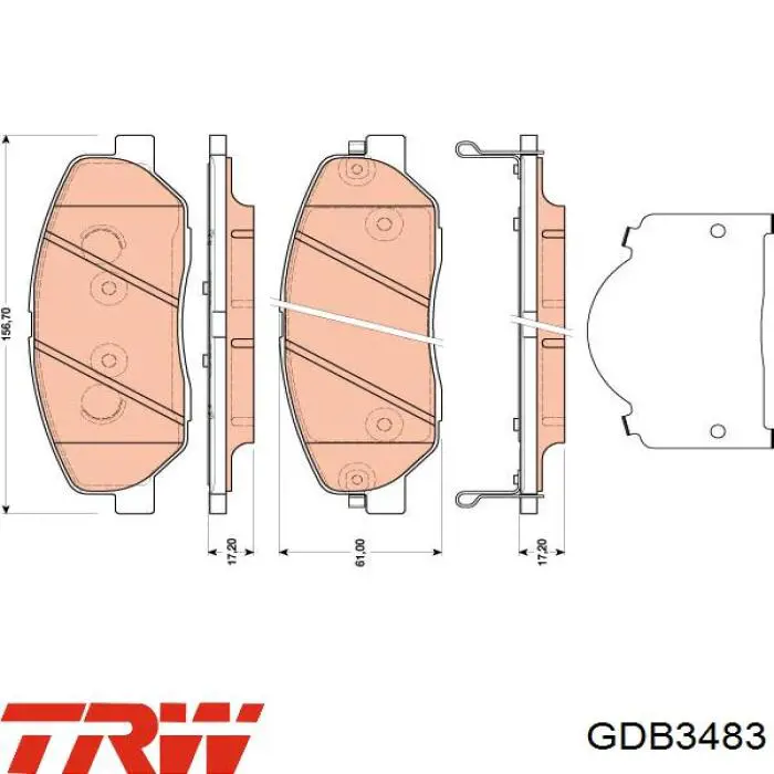 Передние тормозные колодки GDB3483 TRW