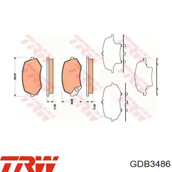 GDB3486 TRW колодки тормозные передние дисковые
