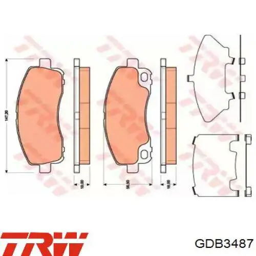 GDB3487 TRW колодки тормозные задние дисковые