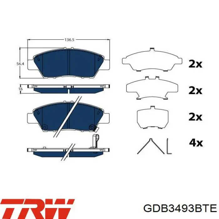 Передние тормозные колодки GDB3493BTE TRW