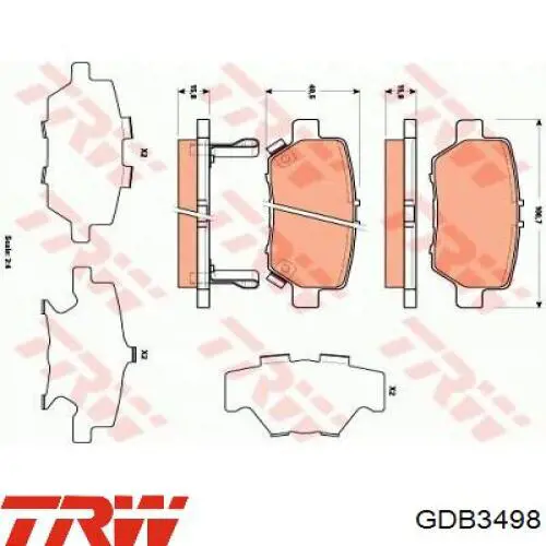 Купить GDB3498 TRW Колодки тормозные
