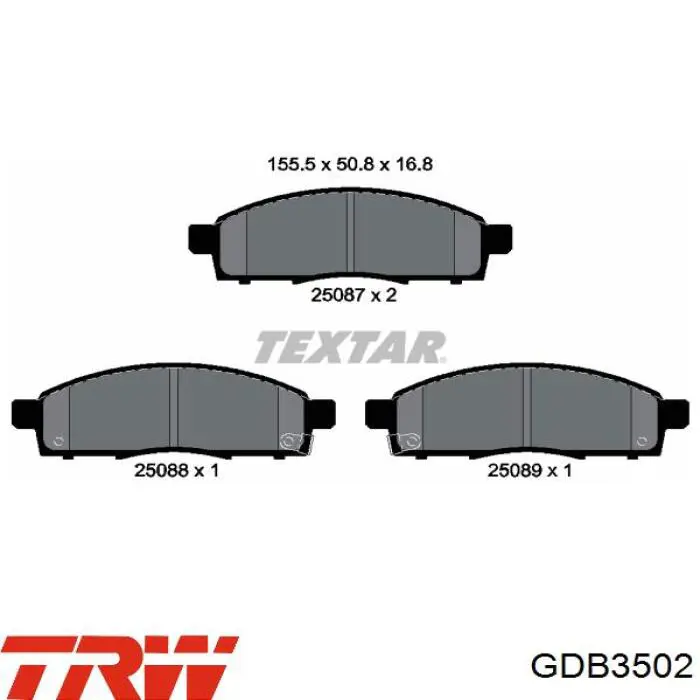 Передние тормозные колодки GDB3502 TRW