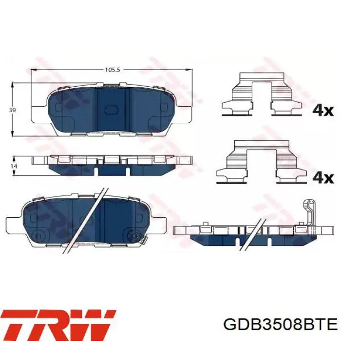 Передние тормозные колодки GDB3508BTE TRW