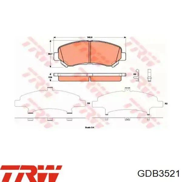 Передние тормозные колодки GDB3521 TRW