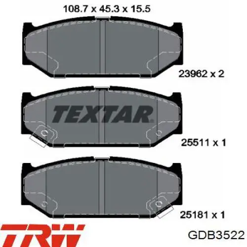 Купить GDB3522 TRW Колодки тормозные